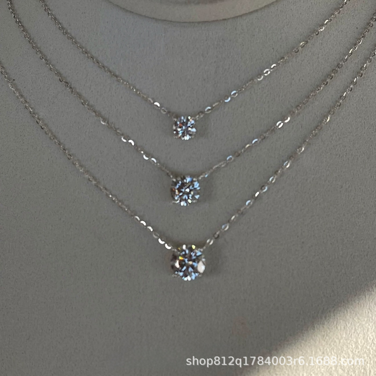All solid silver flash single diamond minimalist necklace simple nose diamond锁骨 chain for women