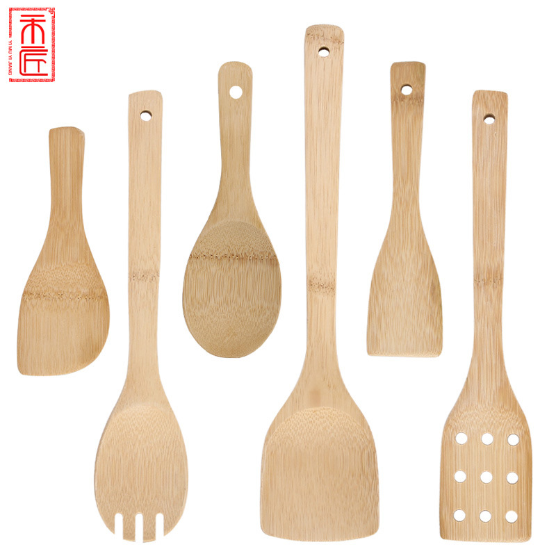 Bamboo long-handled spatula, bamboo spatula for non-stick pans, cooking spatula, spoon set, custom LOGO, bamboo rice spoon