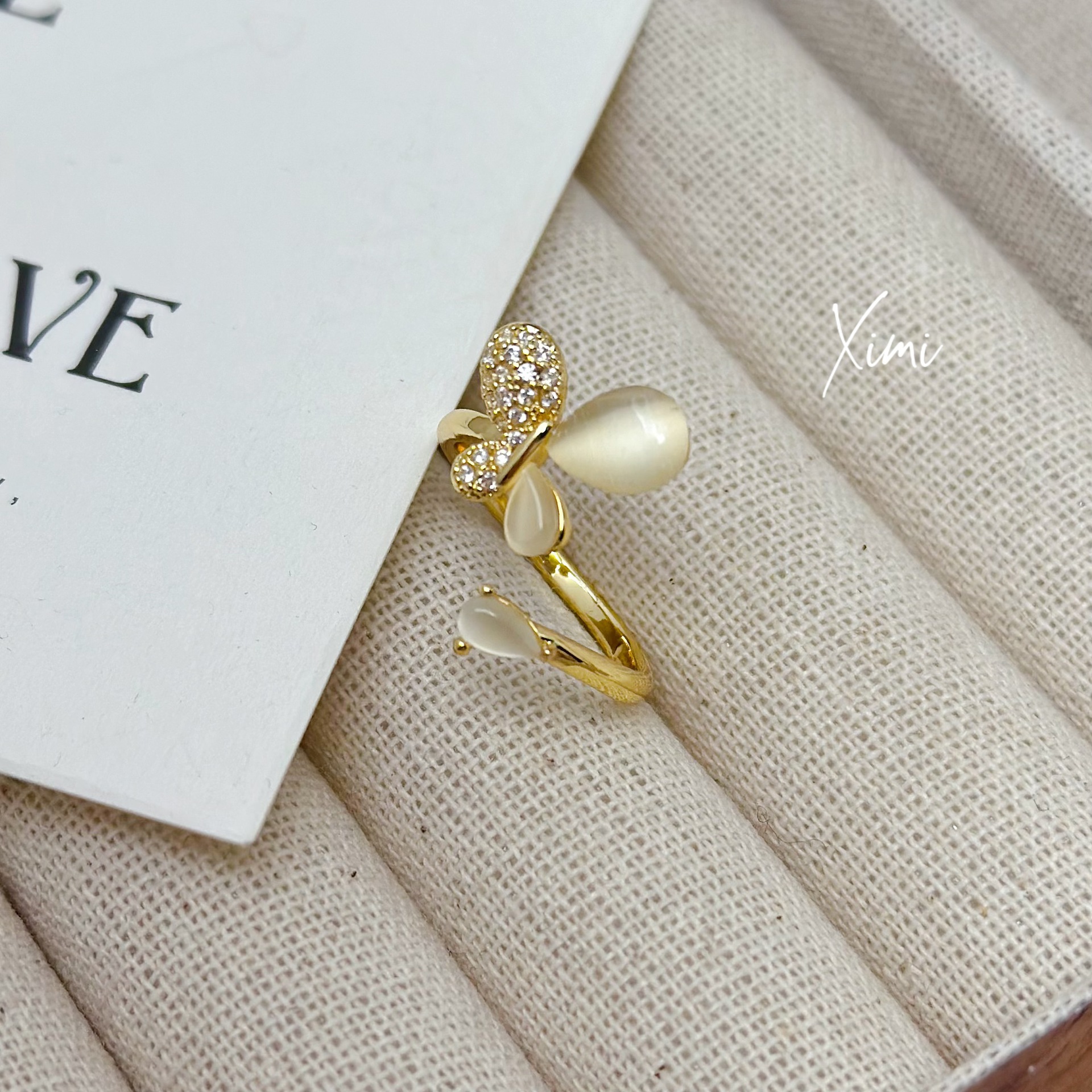 Cat Eye Butterfly Ring for Women Open Index Finger Ring New Band