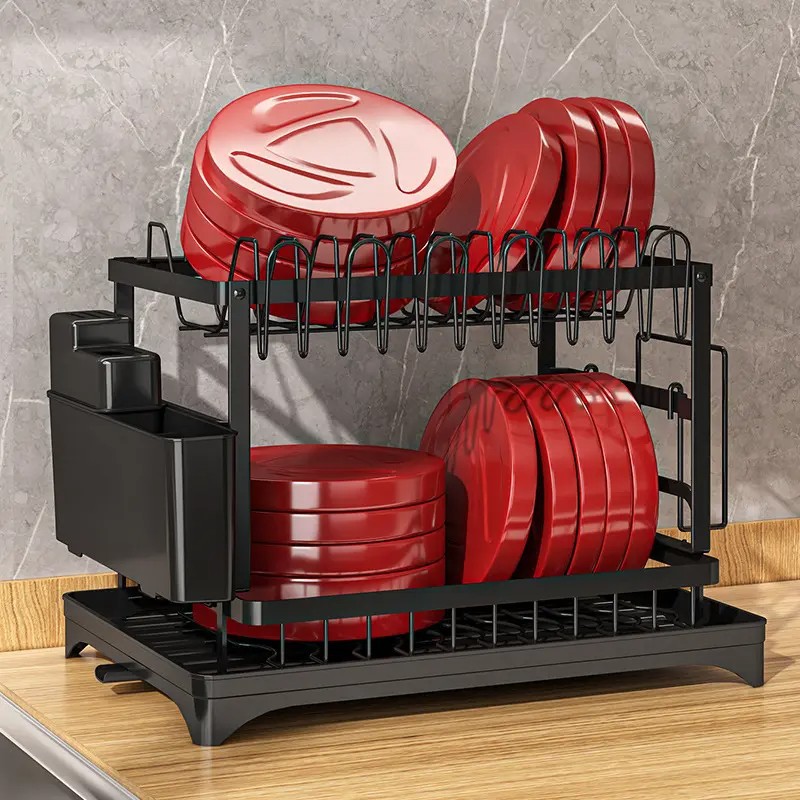 Kitchen Drip Bowl Rack Countertop Sink Multi-Functional Plate Rack Tableware Storage Rack Bowl Dish Cup Storage Rack