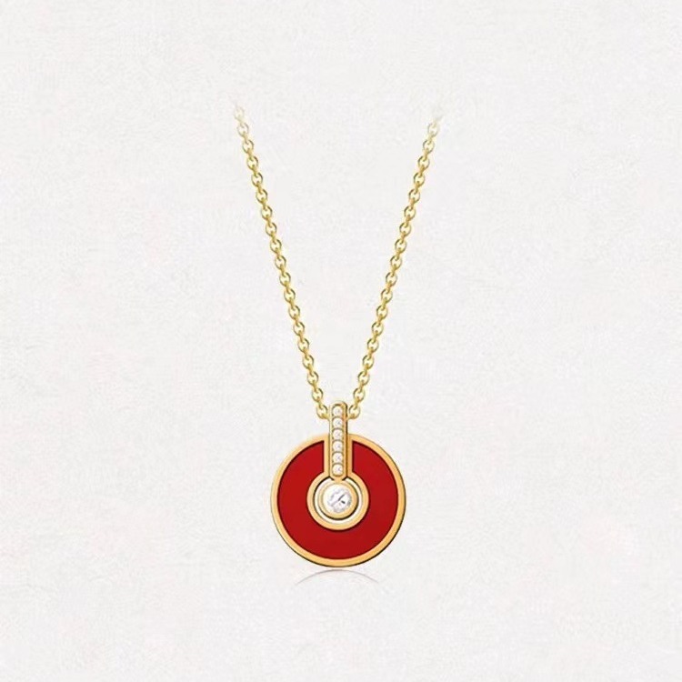 New Lucky Sign Necklace Enamel Ear Studs Niche Collarbone Chain 2024 New