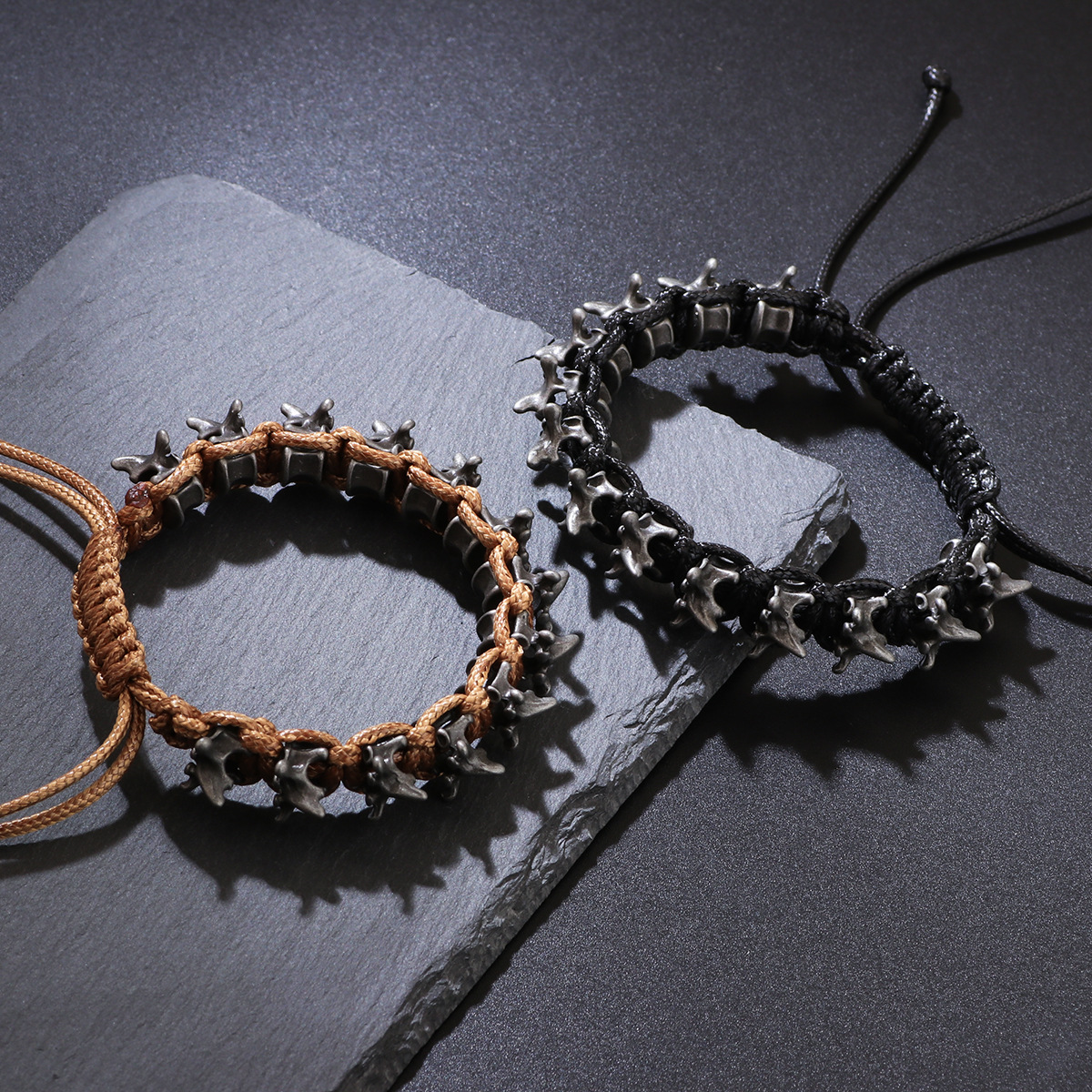 New Punk Alloy Dragon Bone Men's Woven Bracelet Adjustable Size Bracelet