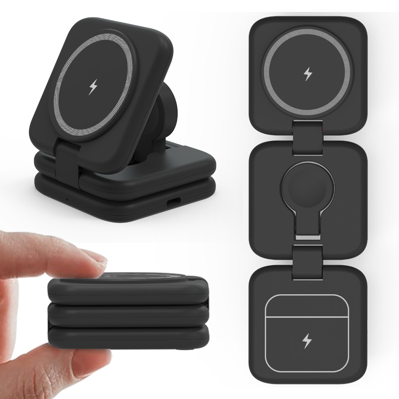 Magnetic wireless charger fast charging wireless charging stand multifunctional foldable three-in-one wireless charger
