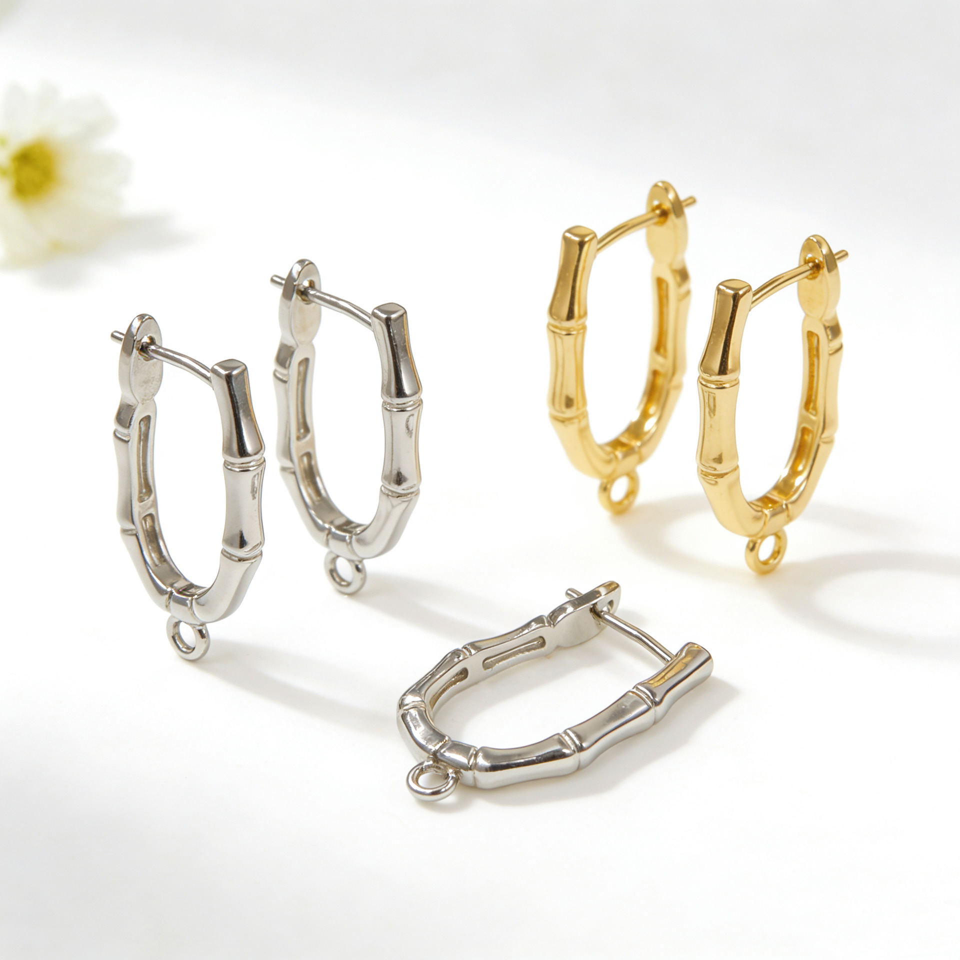 U-shaped bamboo knot ear clip earring hooks jewelry oval earring hoop earring DIY earring pendant accessories materials