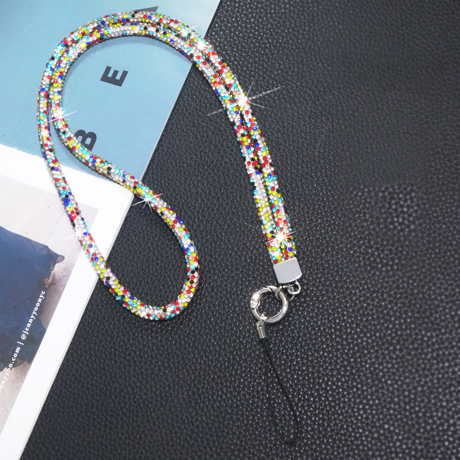 Luxury Rhinestone Phone Lanyard Full Diamond Long Necklace Chain Colorful Diamond Badge Chain New
