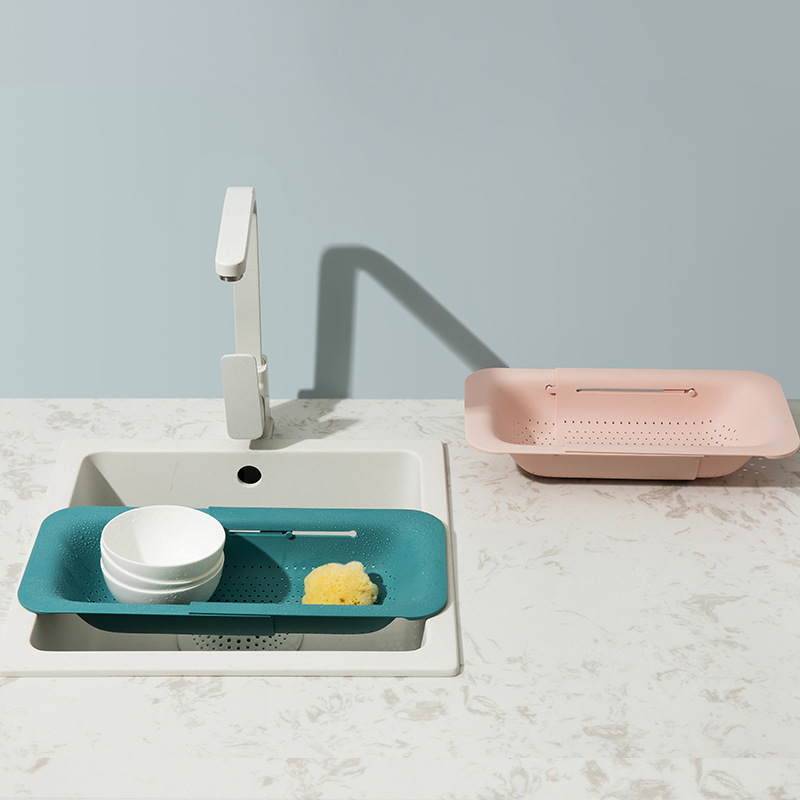 【Hedou】Drain basket, sink drain hanger, expandable plastic vegetable washing basket, kitchen supplies