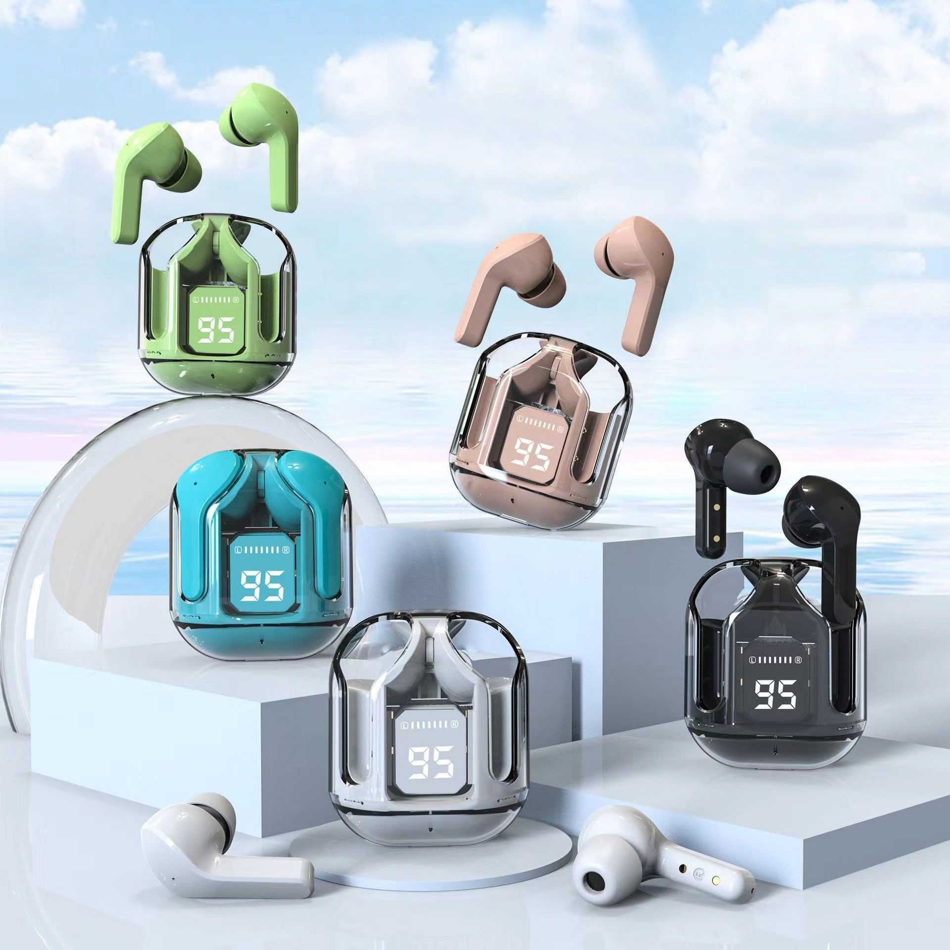 Exclusive air31 Transparent High-quality Sound In-ear Sports Digital Display Wireless Bluetooth Earphones