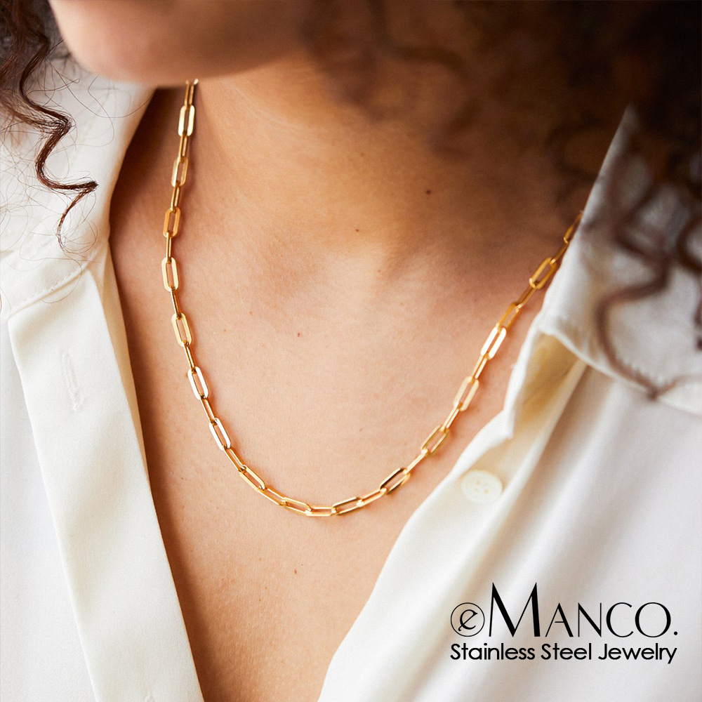 eManco Stainless Steel Necklace Simple Cross Chain Choker New Men Women Gold Plated Necklace Jewelry
