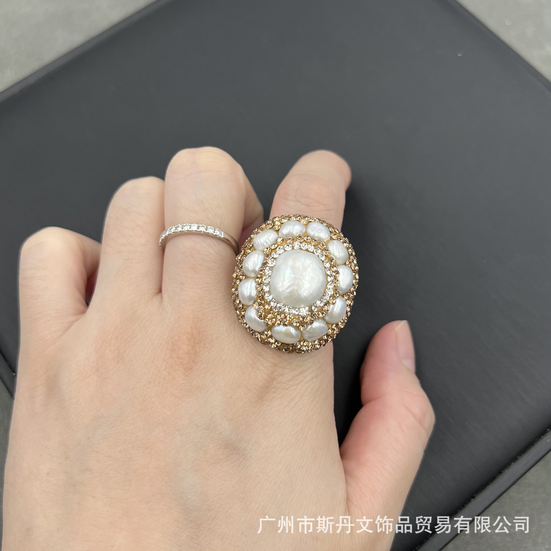 Natural Baroque Pearl Ring Genuine Gold Electroplated Ring