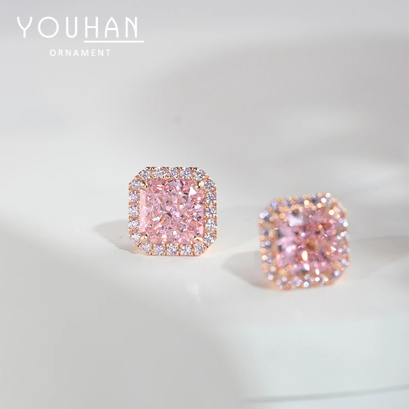 S925 silver needle ear studs women geometric sugar cube ear accessories commuter style ear drops