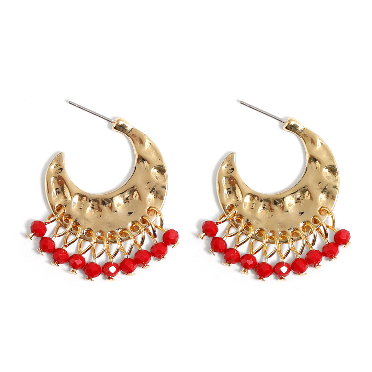 New Palace Style Electroplated Hammered Crystal Tassel Earrings for Women Niche