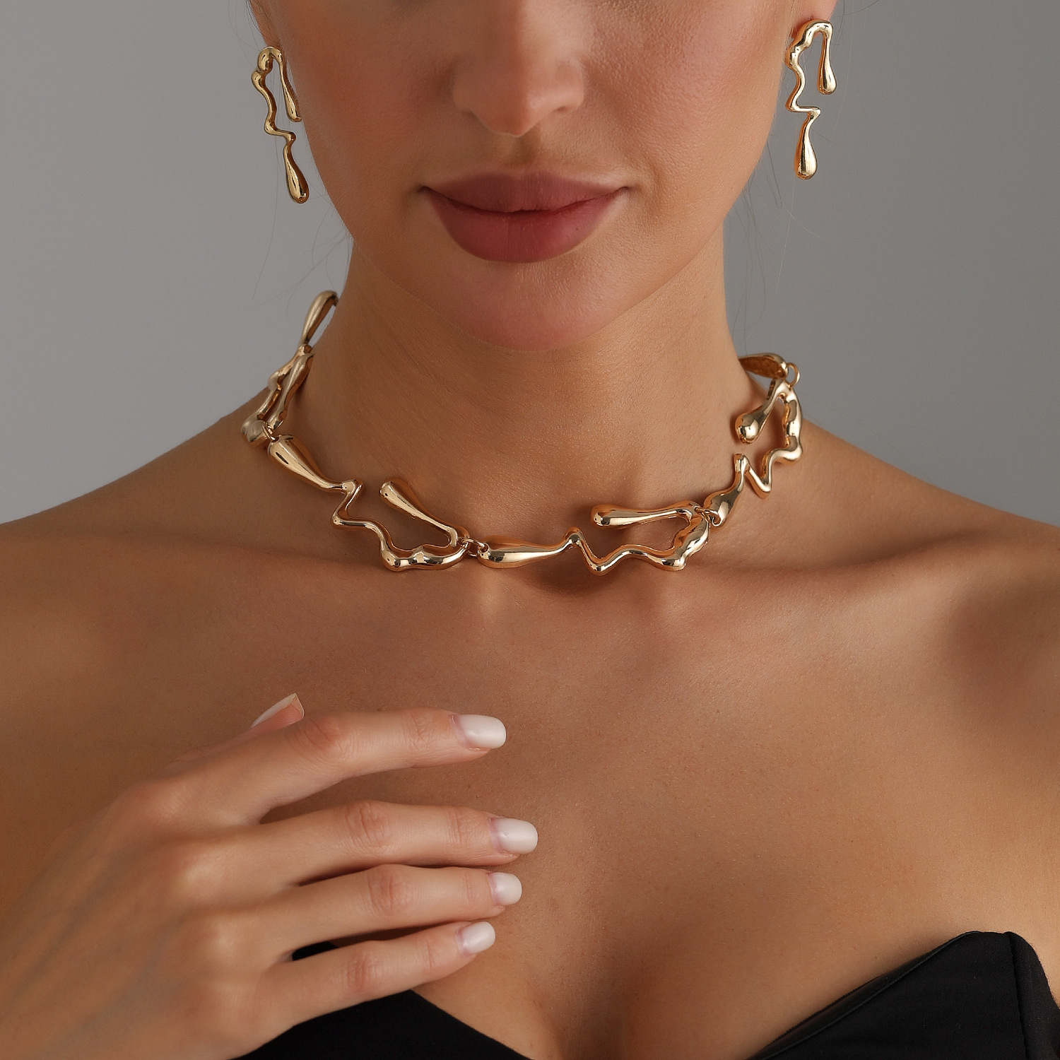 Accessories Irregular Necklace Set Lava Style Irregular Necklace and Earrings