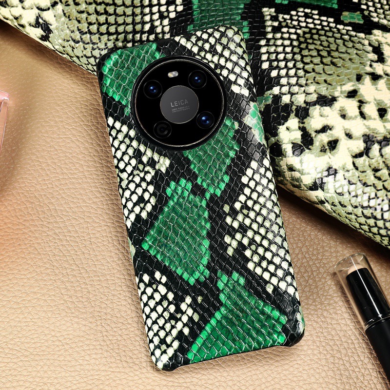 Applicable Huawei Mate 50 Pro phone case genuine leather anti-drop P40/30 python pattern male female protective case Pro