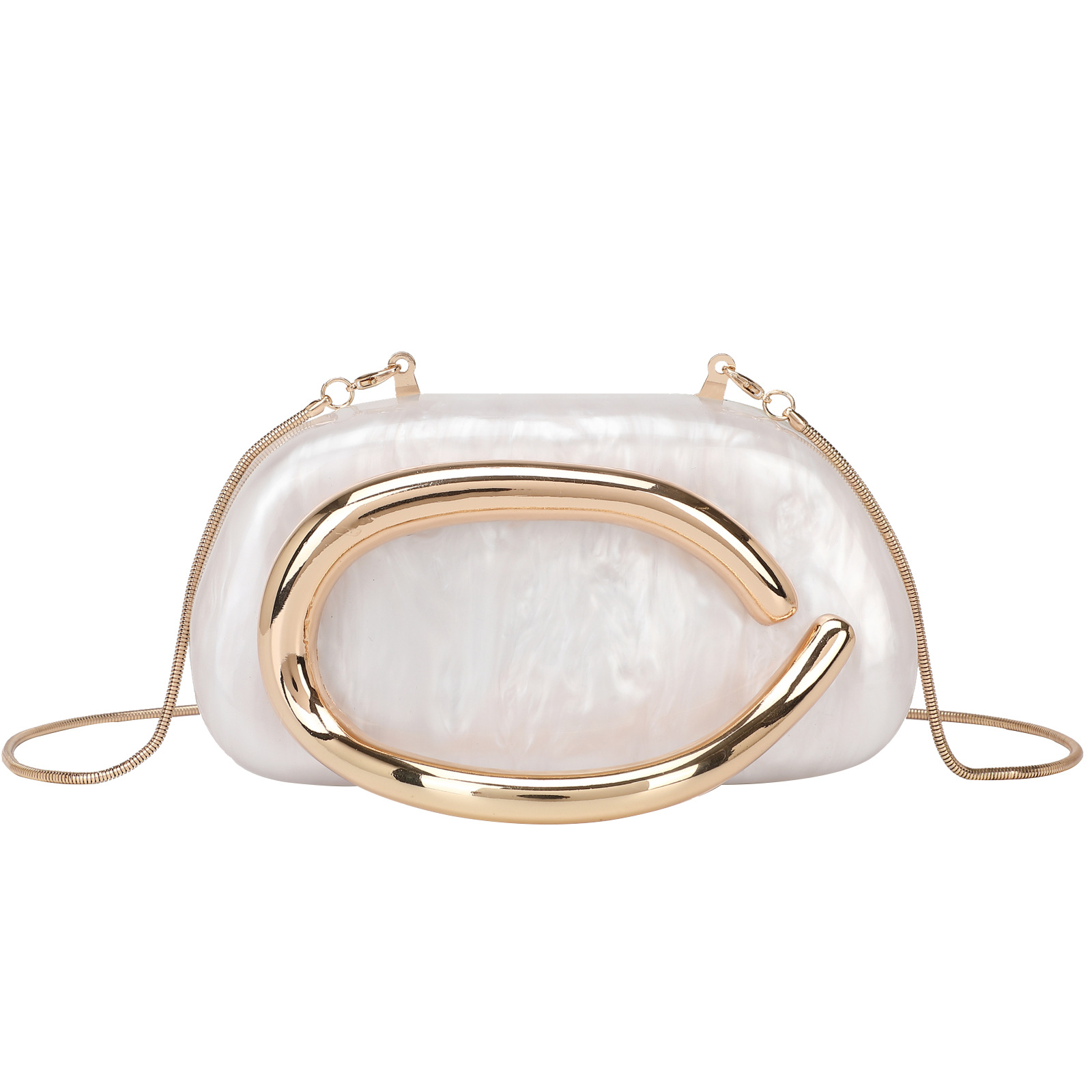 2025 New Round Box Clutch Evening Bag Mini Small Bag Hardware Metal Handle Chain Crossbody Shoulder Bag