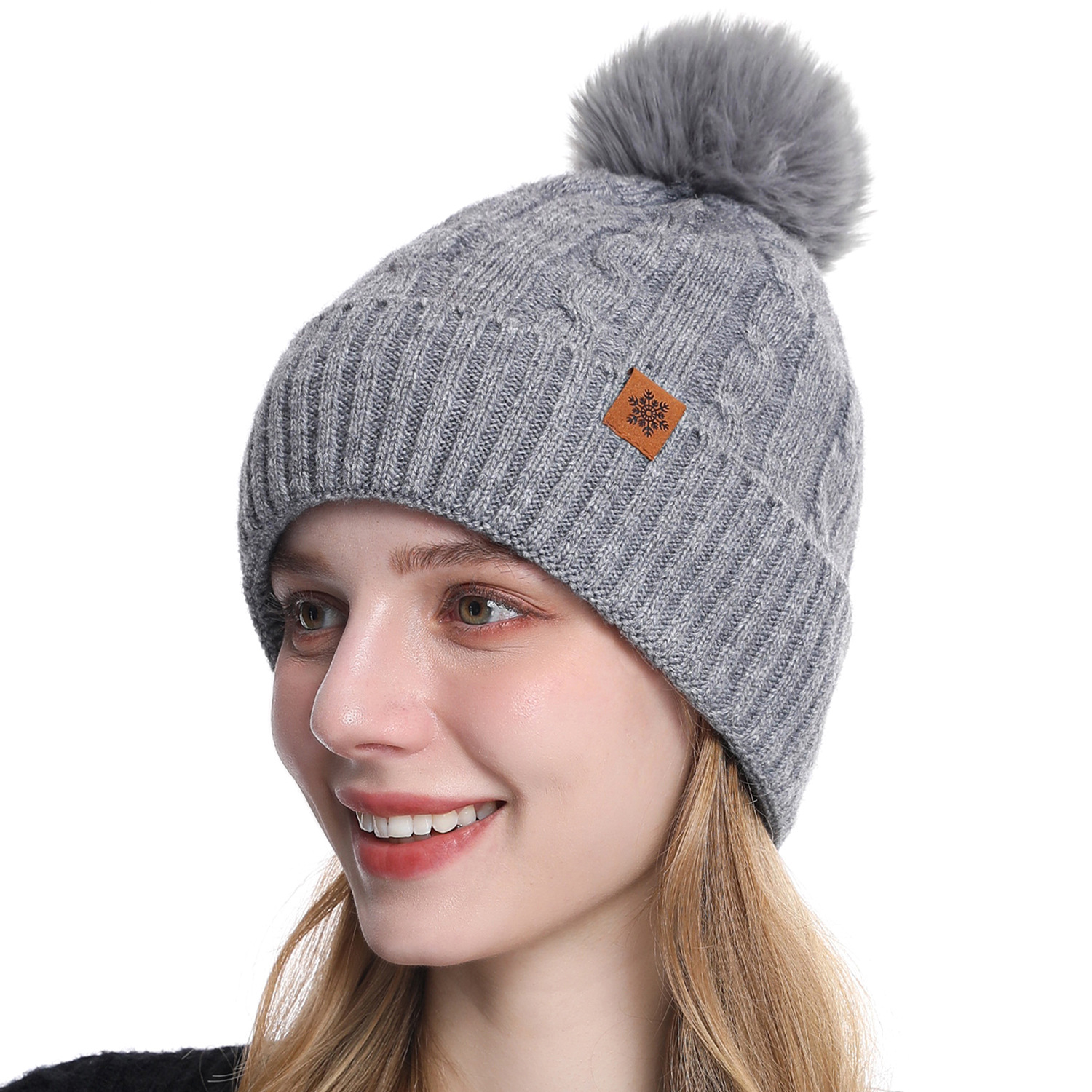 Knitted Hat Autumn Winter Women's Cold-Proof Warm Earflap Solid Color Outdoor Warm Earflap Hat