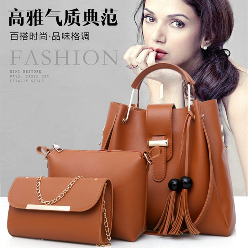 Women's bag three-piece set 2020 new simple handbag tassel crossbody bag exclusive supply
