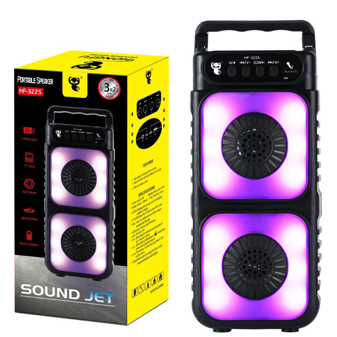Dual 3-inch wireless Bluetooth speaker outdoor portable square dance subwoofer home desktop karaoke sound