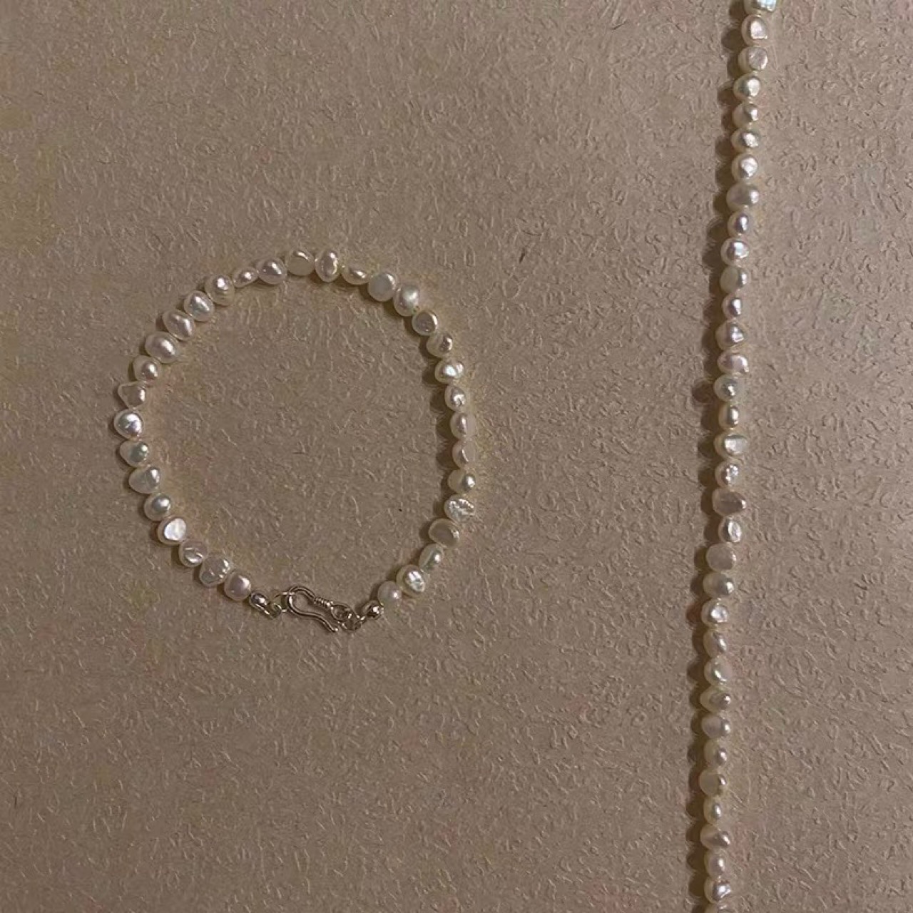 Rare bright natural baroque small pearl full body s925 silver S clasp bracelet for women layered minimalist daily