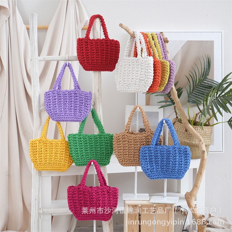 Summer popular crochet handbag, new woven basket bag, mobile phone bag, mini handbag