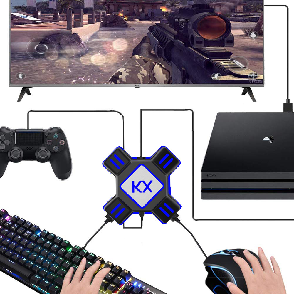 KX conversion box Switch compatible with Xbox PS4/PS3 game controller to keyboard mouse PUBG converter