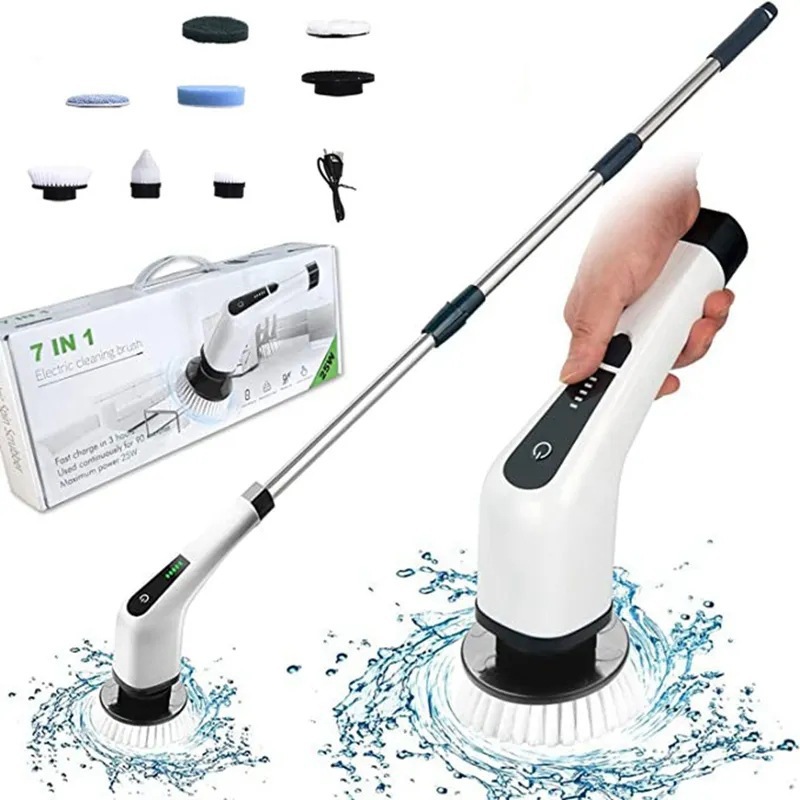 Multifunctional household wireless electric cleaning brush telescopic nine-in-one portable cleaning brush for kitchen and bathroom