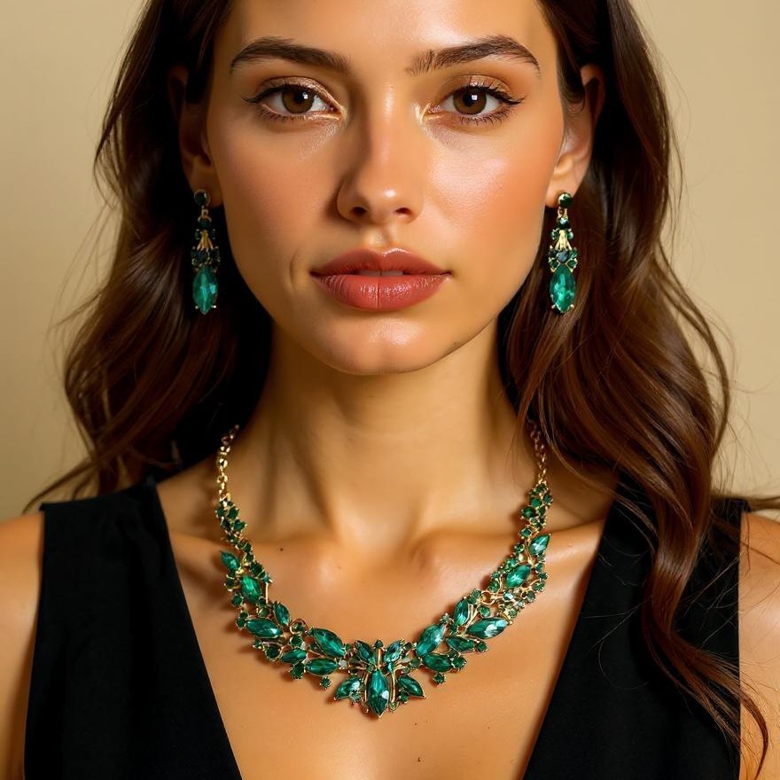 Crystal Necklace Earring Jewelry Set Bride Wedding Dress Accessories
