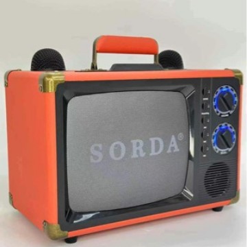 SD2107 Wood Box Covered with Leather Portable Outdoor Bluetooth Speaker K-Song Machine Wireless Dual Microphone