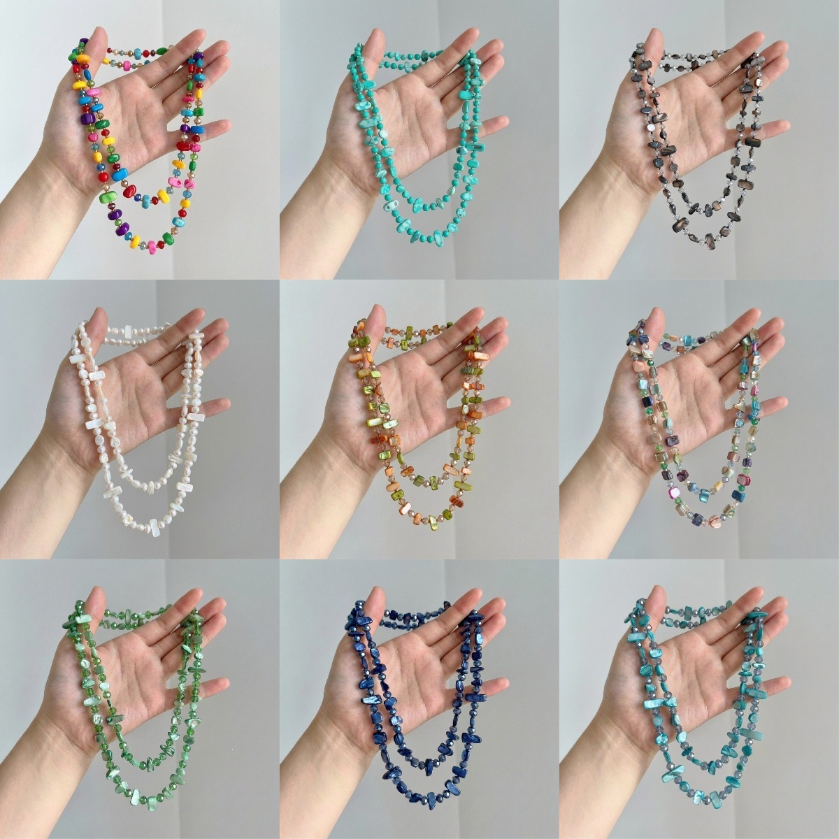 Colorful Natural Stone Beaded Accessories Bohemian Ethnic Style Necklace Niche Sweater Chain Women