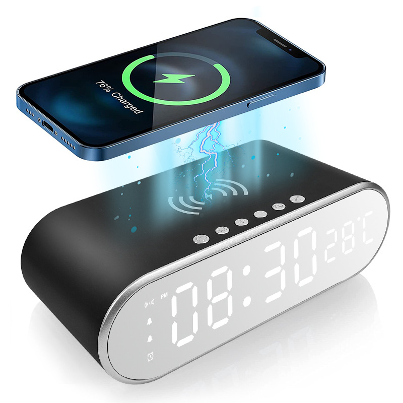 2026 New 15W Thermometer Wireless Charger Clock Wireless Charger Snooze Alarm Clock Wireless Charger