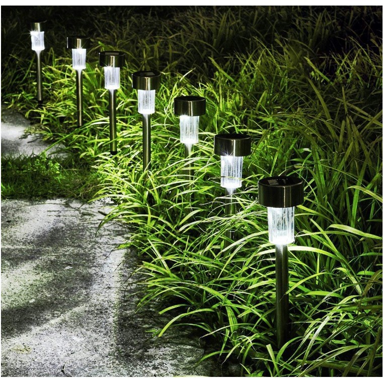 Exclusive solar stainless steel small tube light outdoor garden light automatic on at dusk garden lawn stake light
