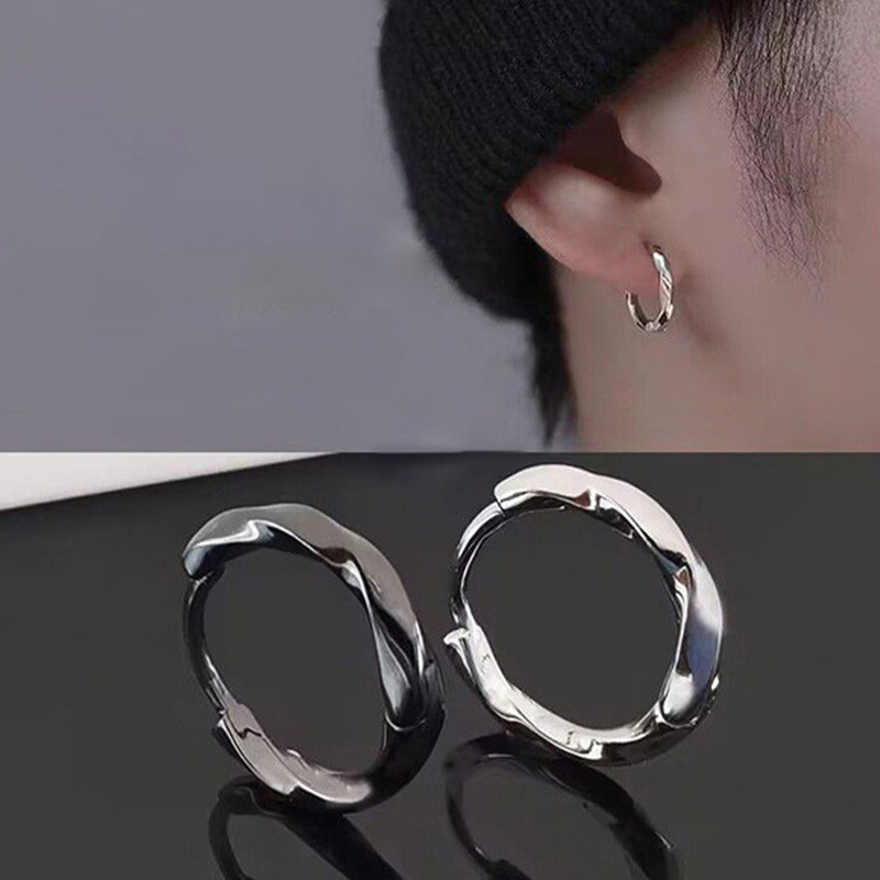 Earrings for men, ear piercing plain circle ear bone hoop earrings 2023 new women single ear jewelry