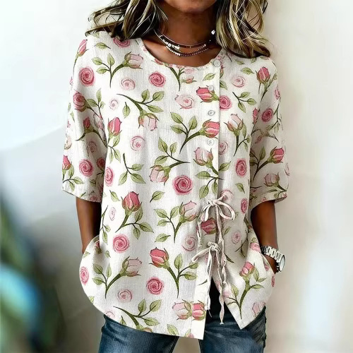 Women's Long Sleeve Shirt Printed Top Long Sleeve Women's Shirt Women's Long Sleeve Shirt Tie Shirt