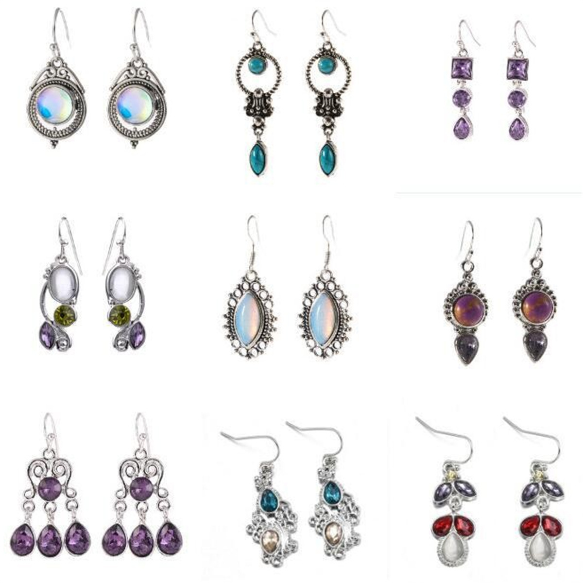 Ruby Topaz Drop Earrings Women's Wedding Moonstone Earrings Jewelry