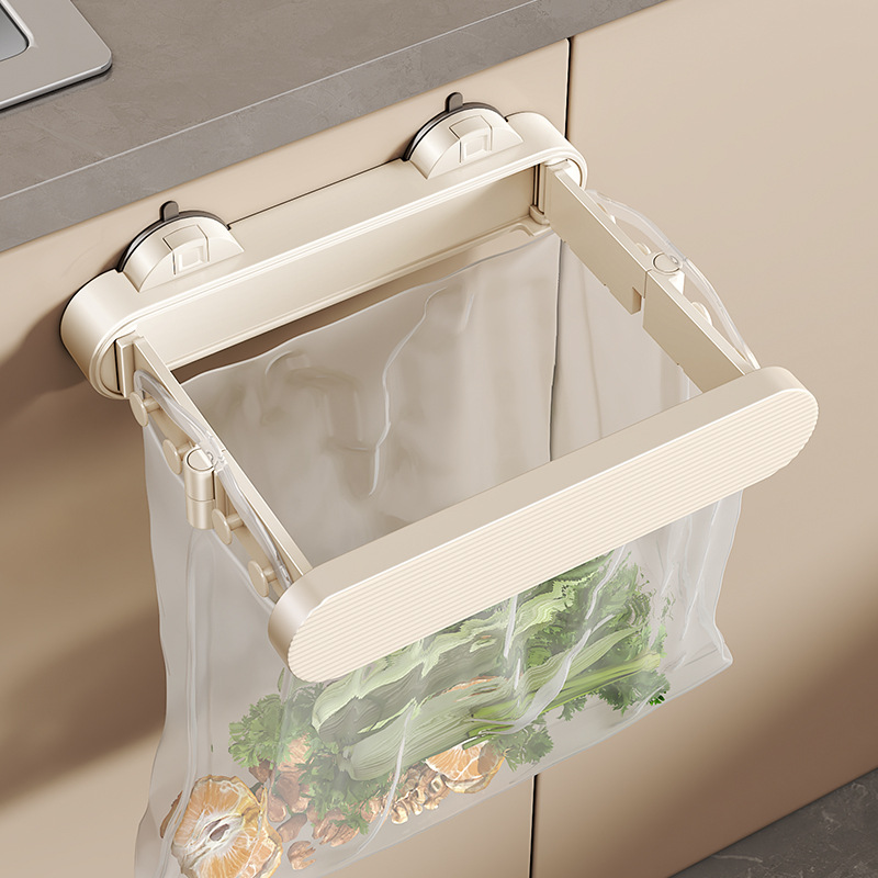 Wall-mounted Folding Storage Rack Kitchen Trash Bag Hanging Bucket Bathroom No-drilling Chinese Style Cloth Face Basin Bracket