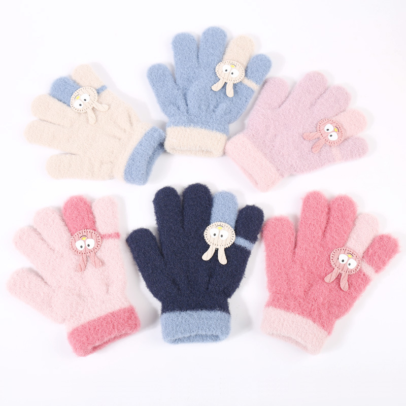 2021 New Children's Gloves Women Cute Cartoon Little Rabbit Autumn Winter Warm Cold-Proof Unisex Baby Knitted Gloves