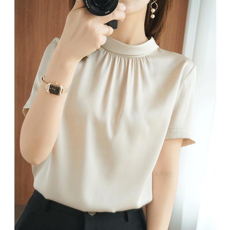 2026 Summer New S312 Silk Top Women 19 Momme Silk Stretch Satin Blouse Shirt