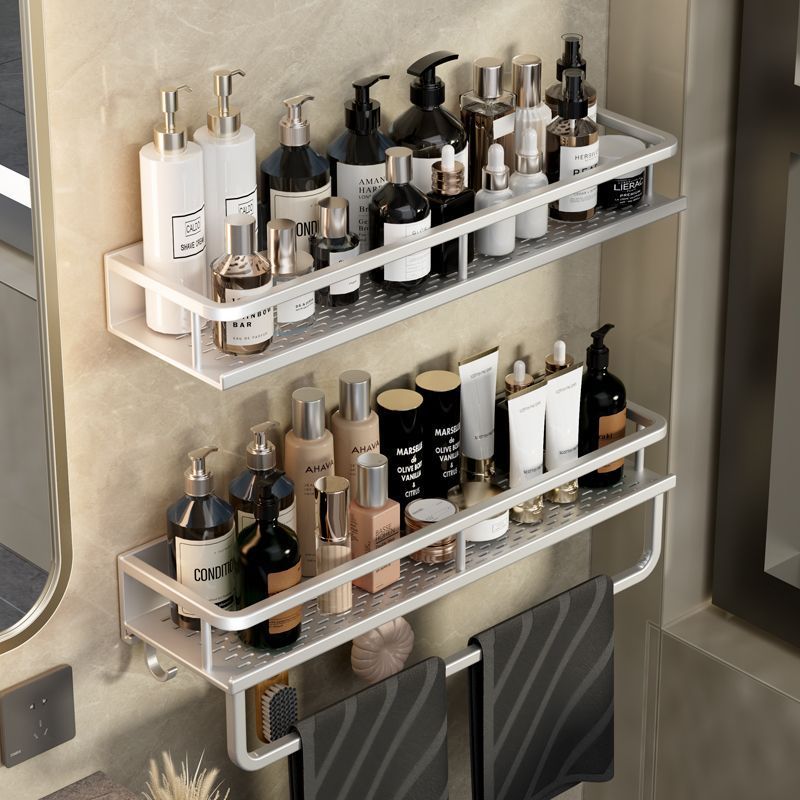 Bathroom storage rack no-drilling space aluminum bathroom washbasin toilet shower gel wall storage rack