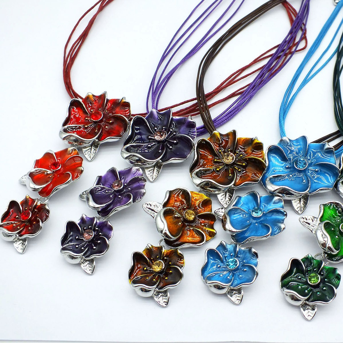 N168 Enamel Color Necklace Mixed Batch Oil Drop Flower Necklace