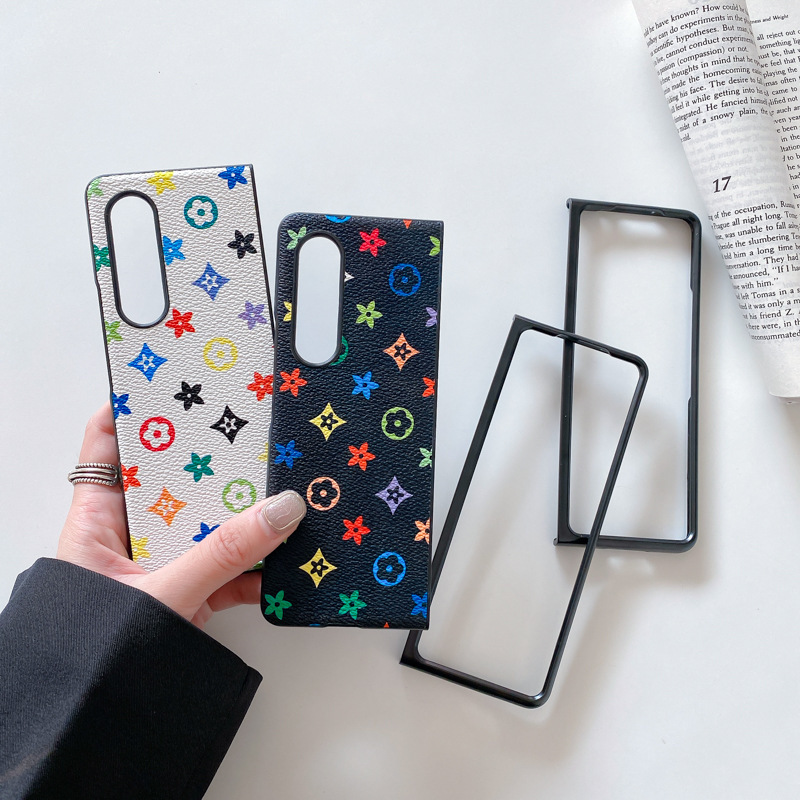 Applicable Samsung Z Fold 3 phone case Z Flip 3 protective case fabric pattern W21 leather case full wrap folding screen Flod case