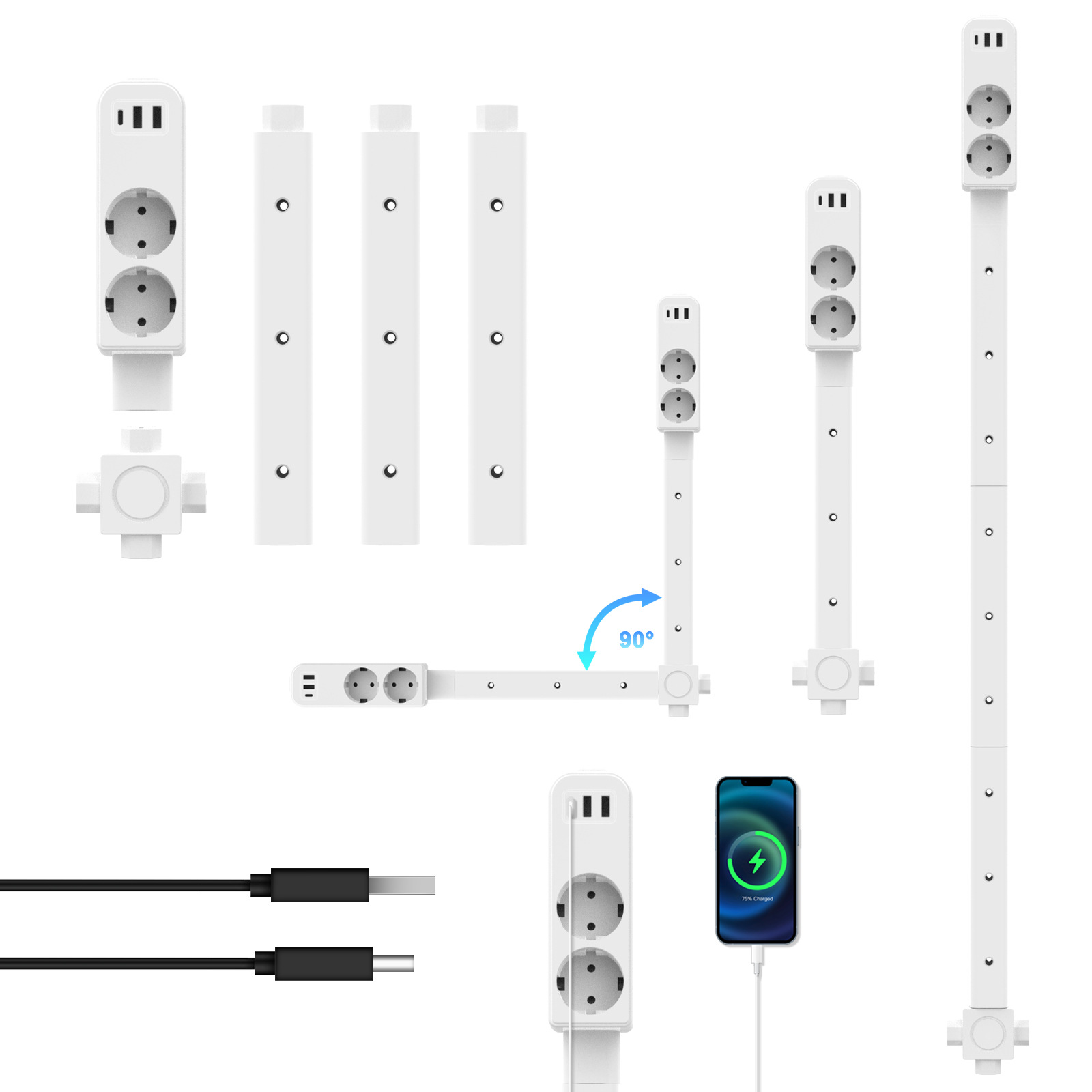 European Standard Outlet Splice Outlet, Wall Outlet Extender Sofa Desk Nightstand Outlet Delay