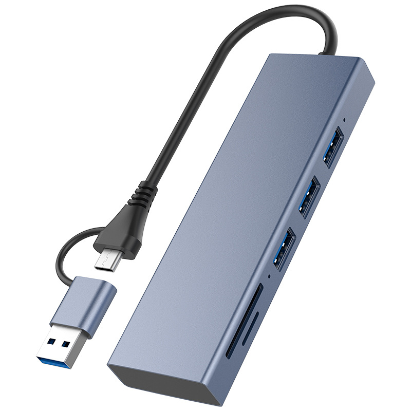 4-in-1 Dual-head Splitter Converter Data Transfer Adapter USB 3.0 High-speed Transmission Multi-interface