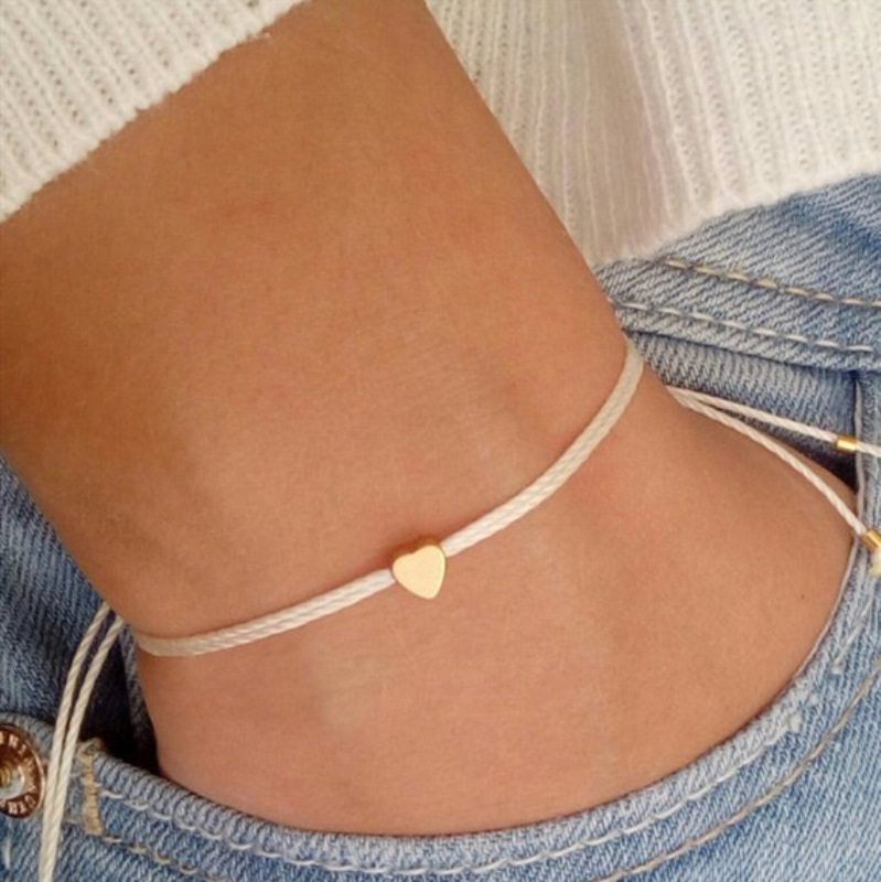 Accessories sweet simple hemp rope rope heart-shaped hand accessory small fresh love heart bracelet