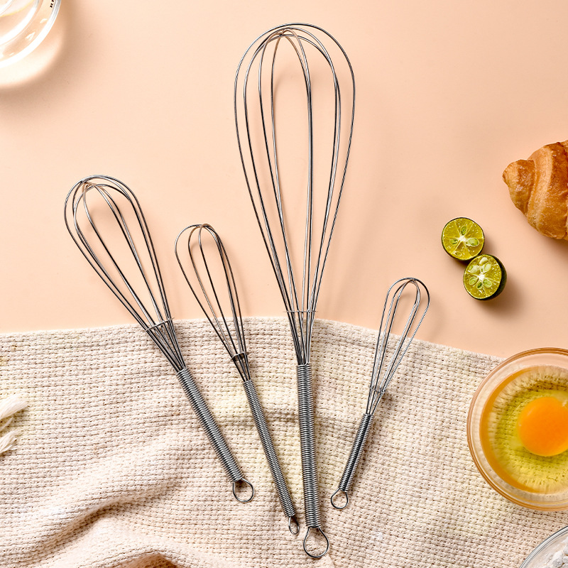 430 Stainless Steel Mini Spring Handle Manual Egg Beater Small Egg Whisk Cream Whipper