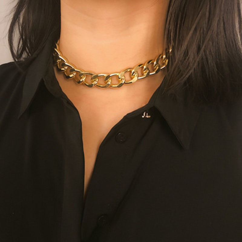 Heavy Metal Chain Necklace Punk Rock Rap Style Choker Women Simple
