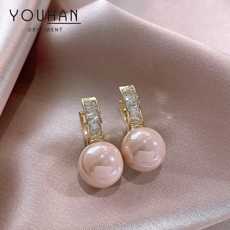 2023 new earrings women's geometric U-shaped earrings round face pearl ear clips
