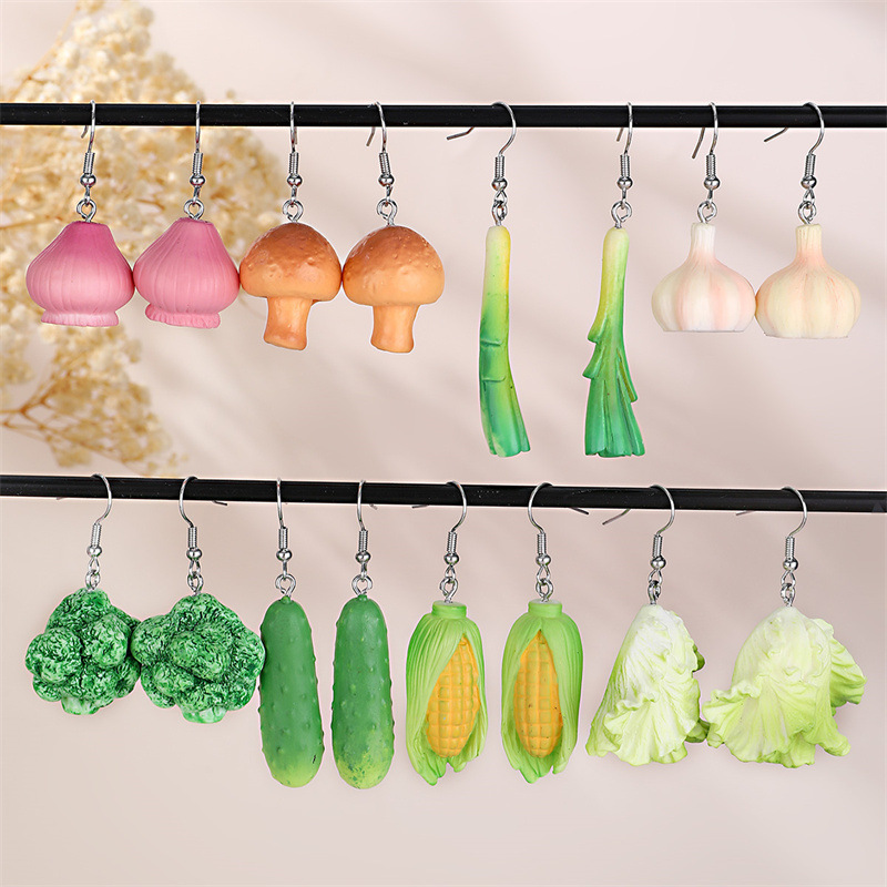 EZ5478 Vegetable Earrings Lettuce Broccoli Green Series Seasonal Vegetable Pendant Women's Ear Accessories
