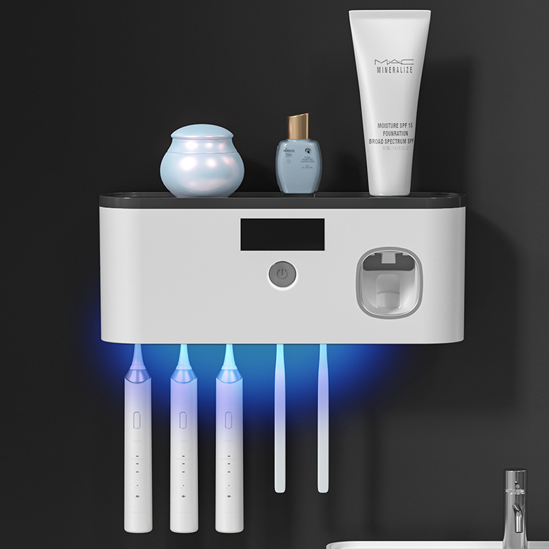 No-drill toothbrush holder bathroom UV sterilization toothbrush sterilizer electric toothbrush storage rack