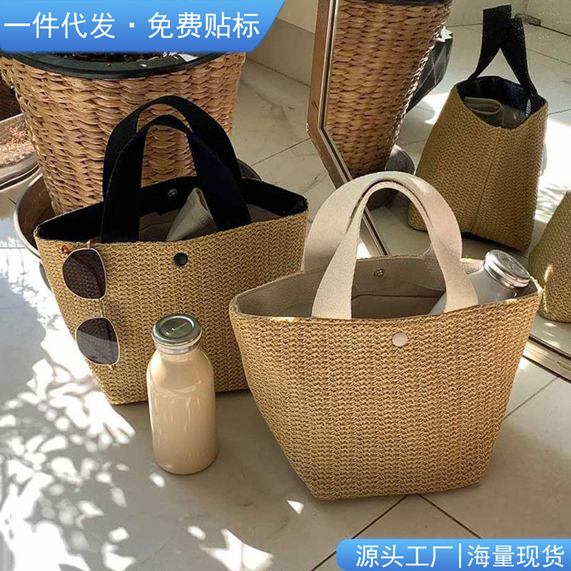 2025 New Beach Summer Seaside Vacation Summer Pastoral Style Woven Bag Handheld Woven Bag Women