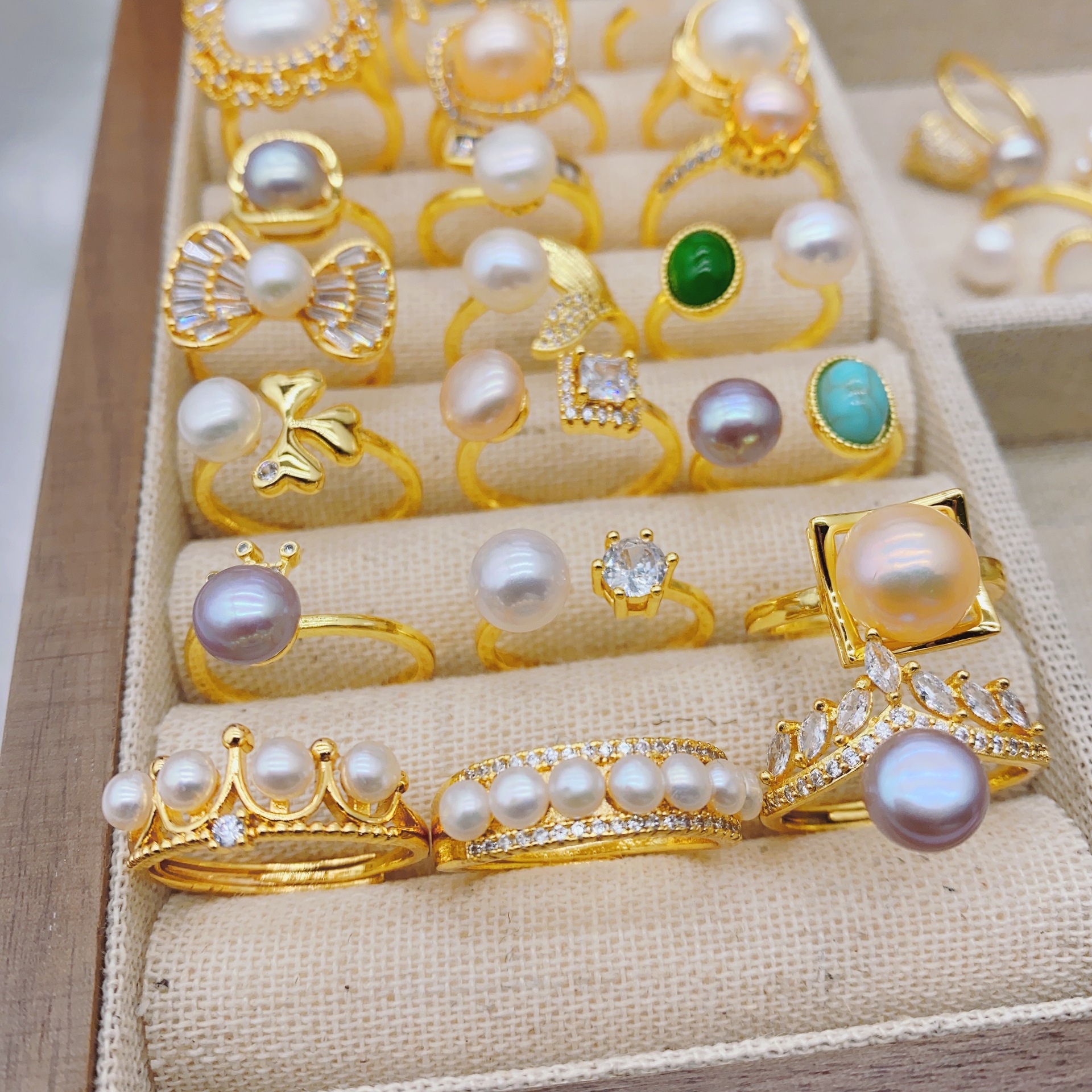 2026 New Butterfly Simple Open Ring Real Gold Electroplated Natural Freshwater Pearl Open Ring Live Stream Hot