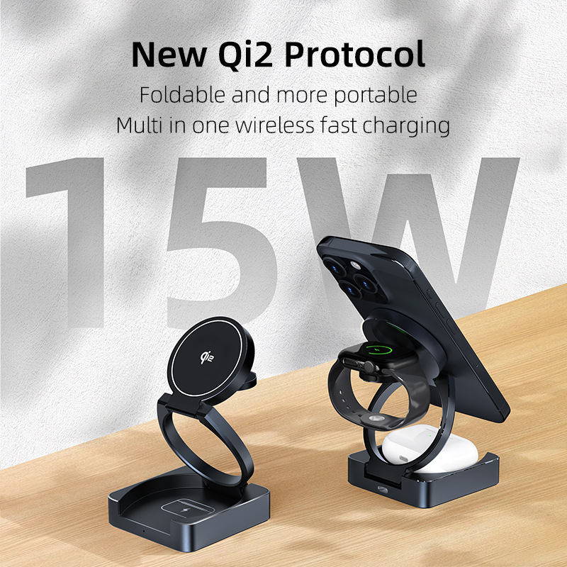 For iPhone16 magnetic stand wireless charger three-in-one Apple earphone watch charger 25W wireless charger